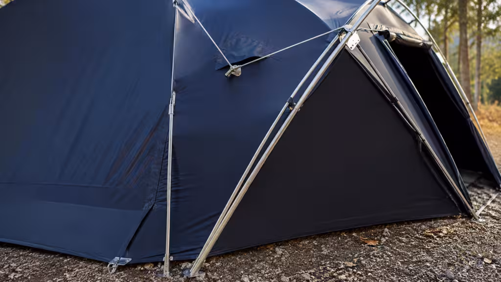 Glamping Dome Tent frame and anchoring details for wind resistance